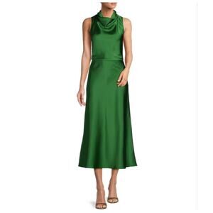 New Antonio Melani A-line satin green midi skirt size 8